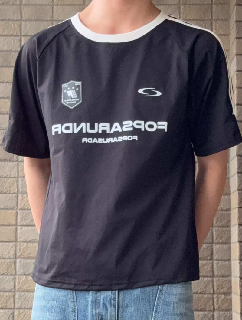 ブラックパッチワークストリートTシャツ KE1205