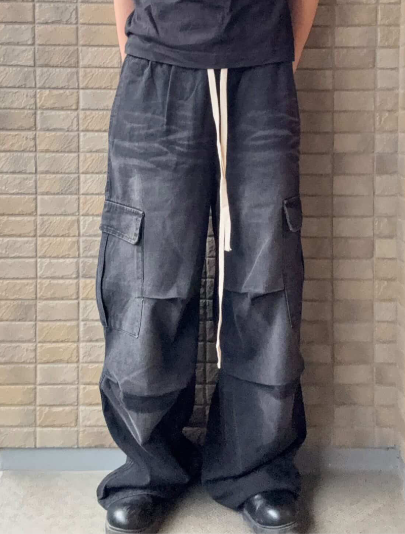 ブラックラインバルーンデニムパンツ KE2010