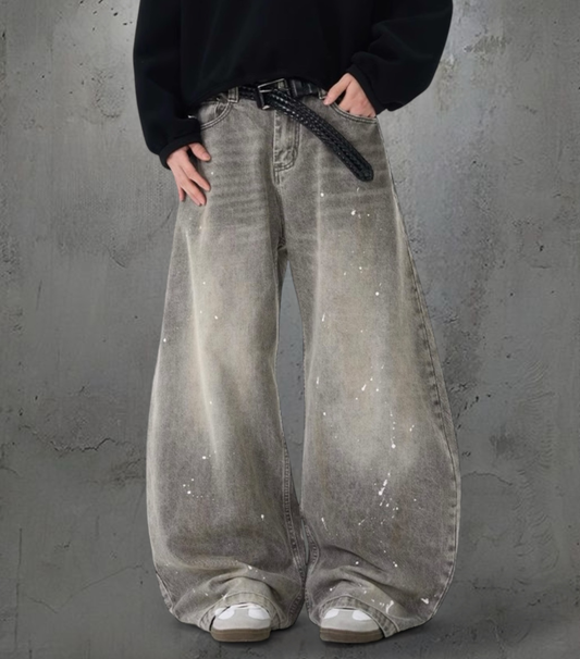 SPLASH BAGGY WIDE DENIM PANTS