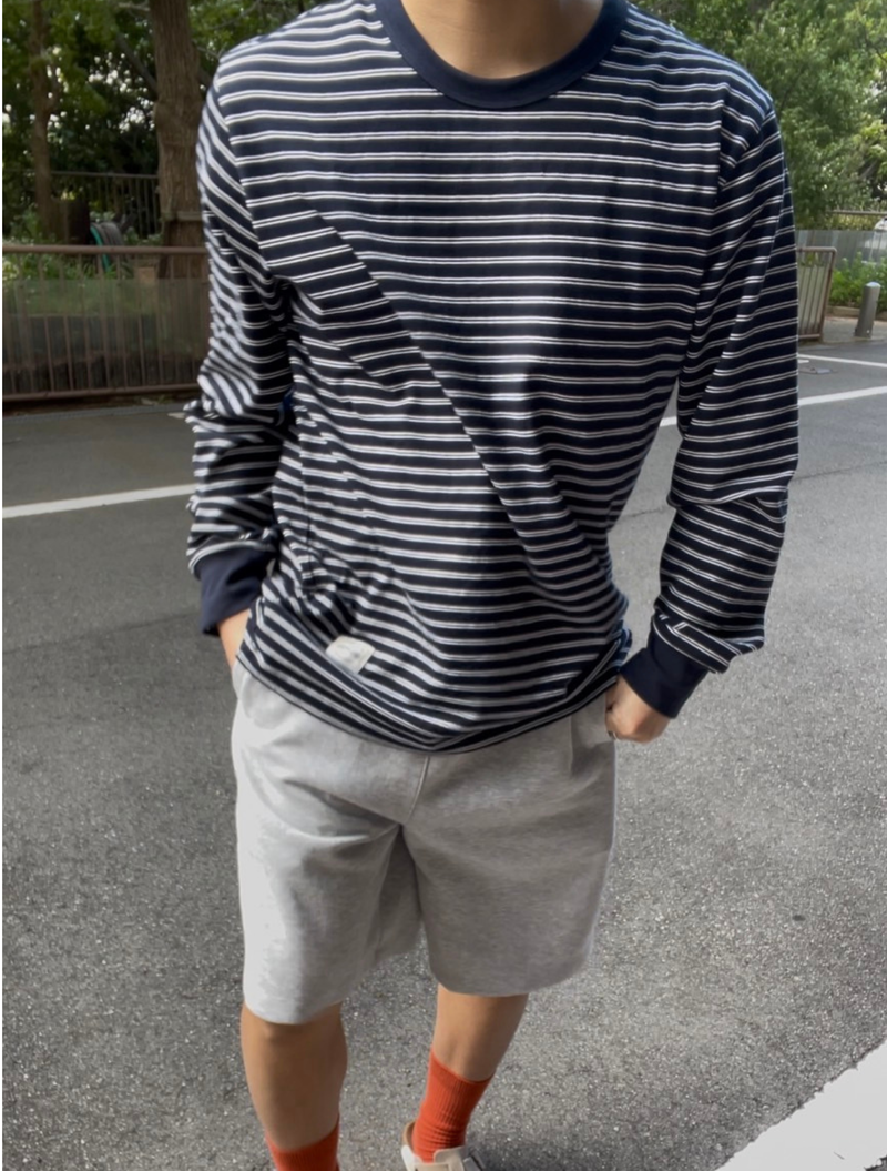 レトロボーダーロングTシャツ BU1027
