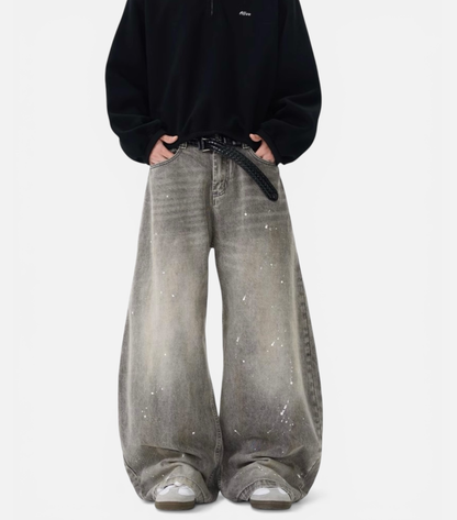 SPLASH BAGGY WIDE DENIM PANTS