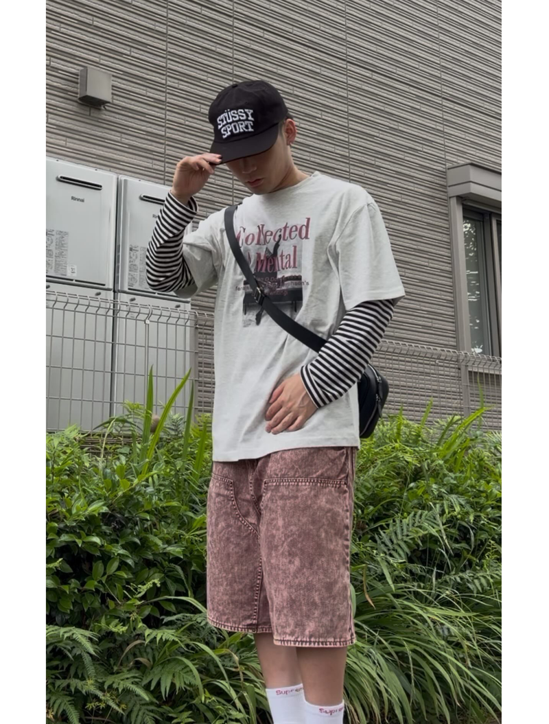 アメリカンレトロオールドロゴプリントTシャツ RU1007