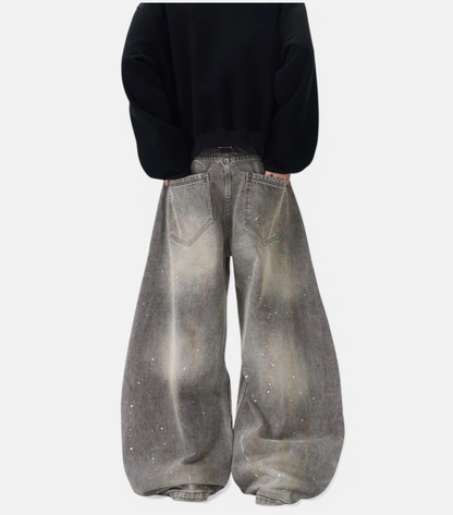 SPLASH BAGGY WIDE DENIM PANTS