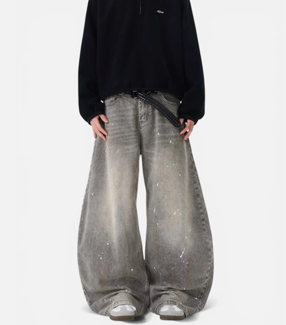 SPLASH BAGGY WIDE DENIM PANTS