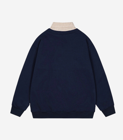 LAYERED-COLLAR POLO SWEAT