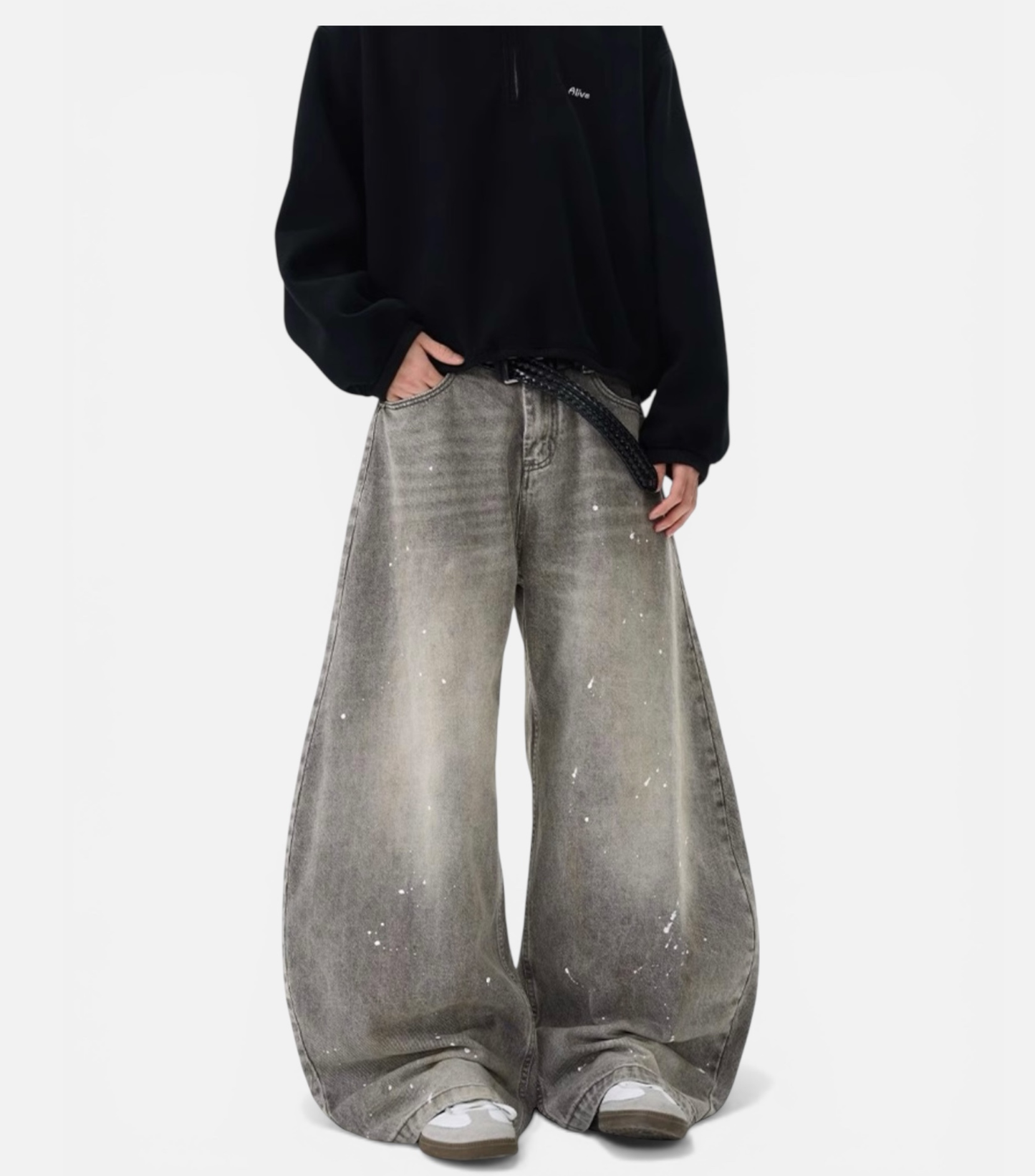SPLASH BAGGY WIDE DENIM PANTS