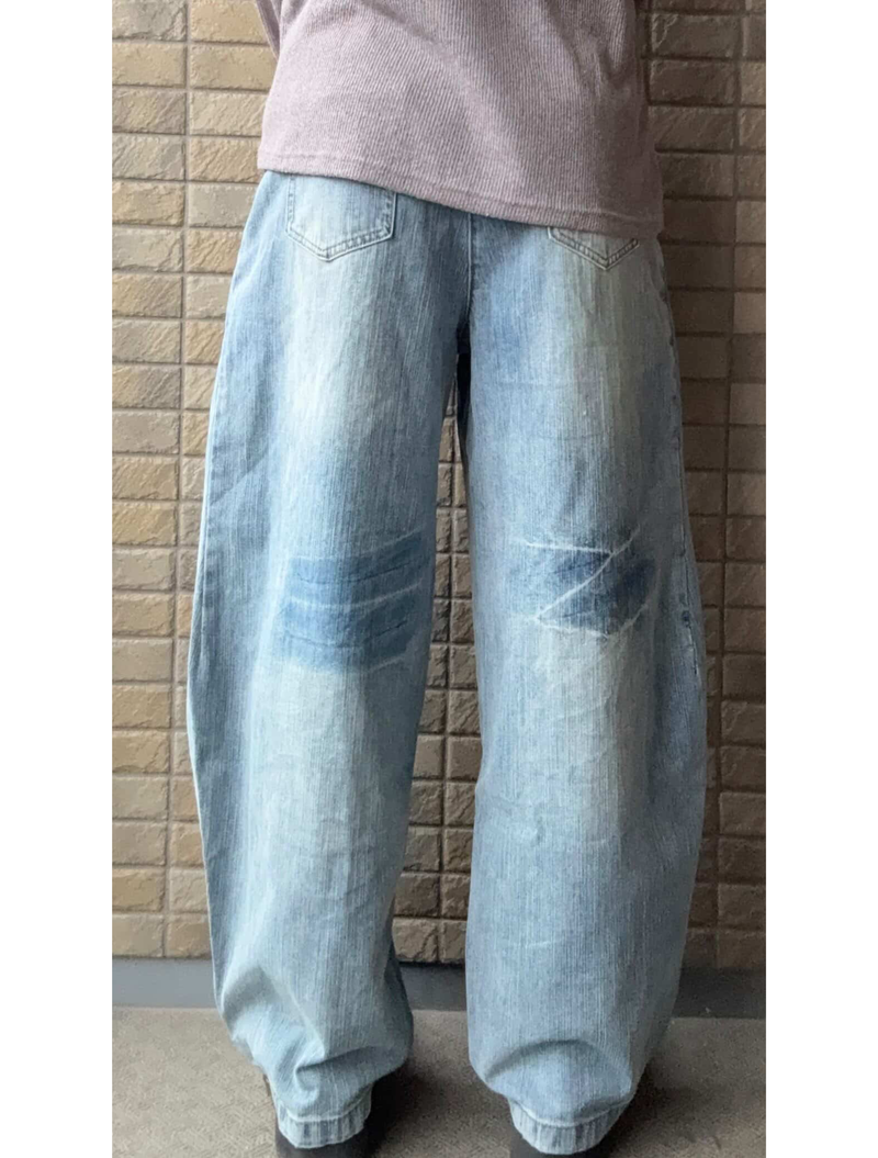 カジュアルウォッシュワイドデニムパンツ KE2005