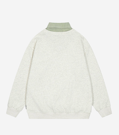 LAYERED-COLLAR POLO SWEAT