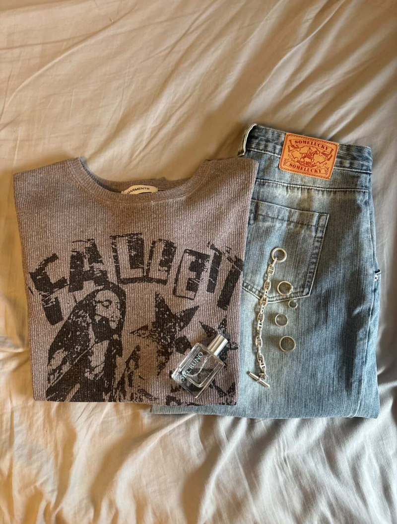 カジュアルウォッシュワイドデニムパンツ KE2005