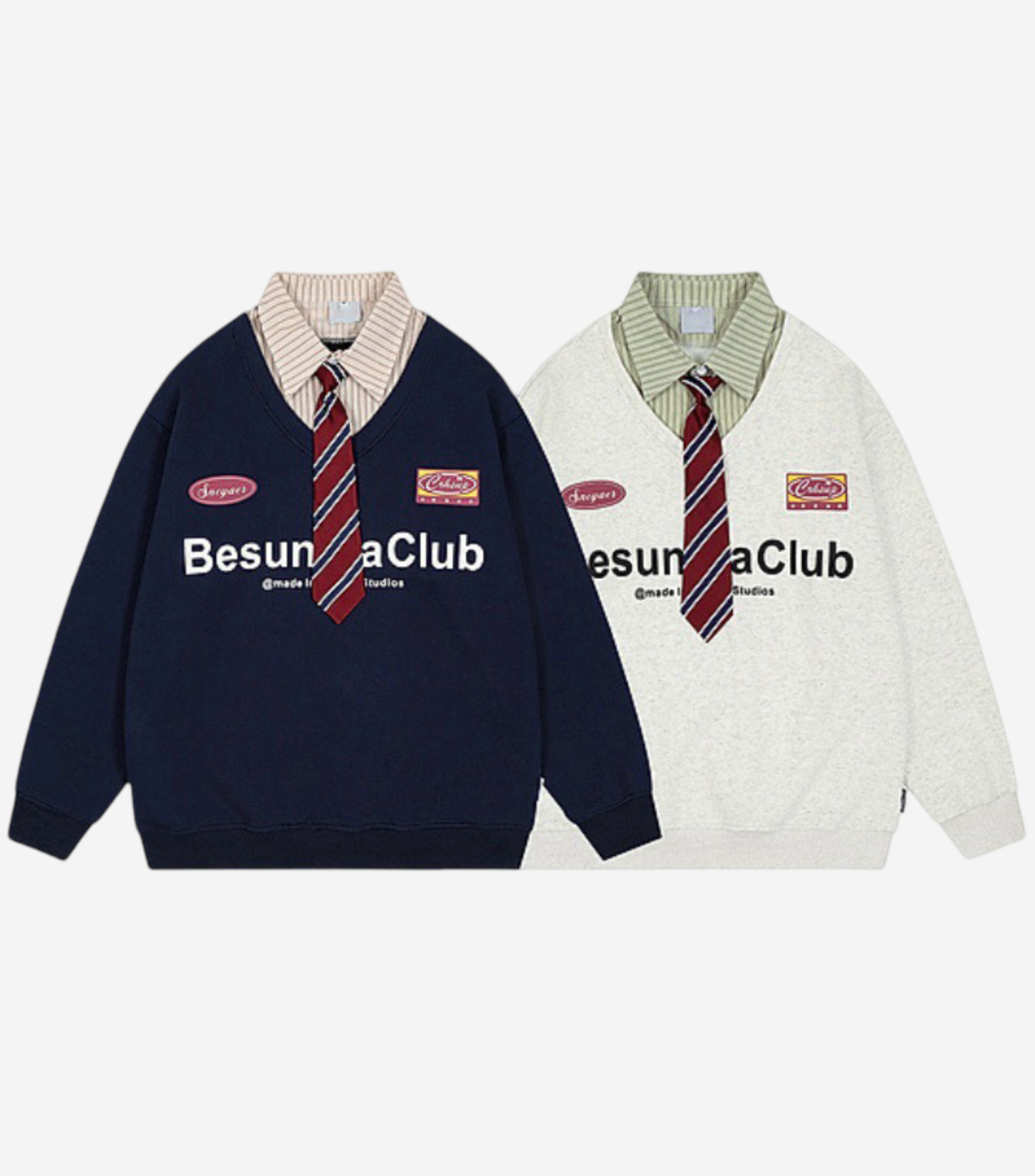 LAYERED-COLLAR POLO SWEAT