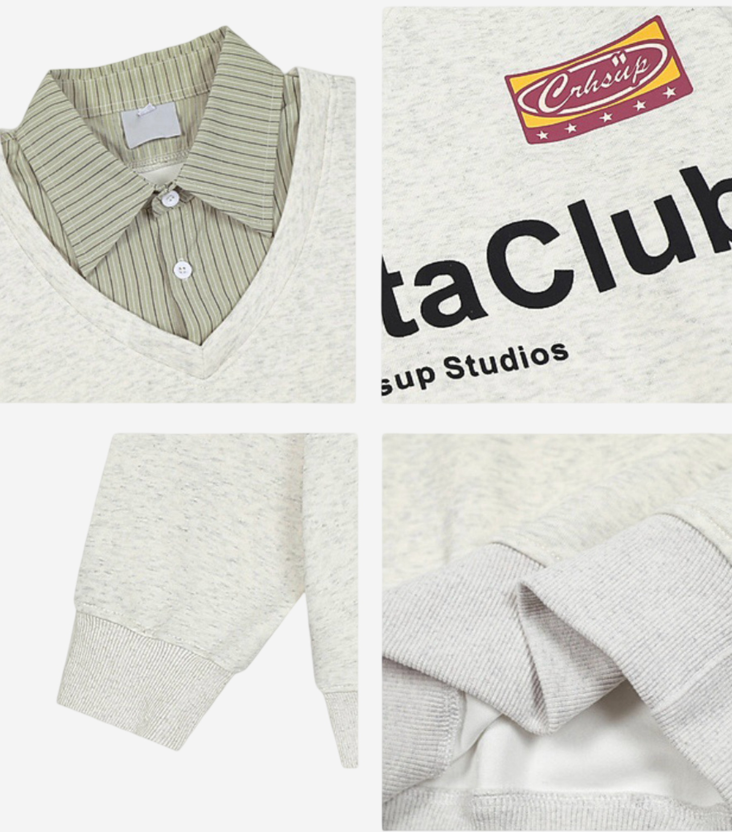 LAYERED-COLLAR POLO SWEAT