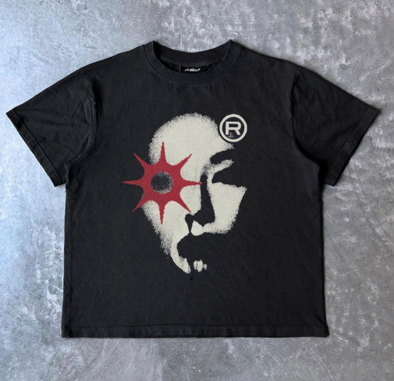 アブストラクトフェイスアートTシャツ ZA1063
