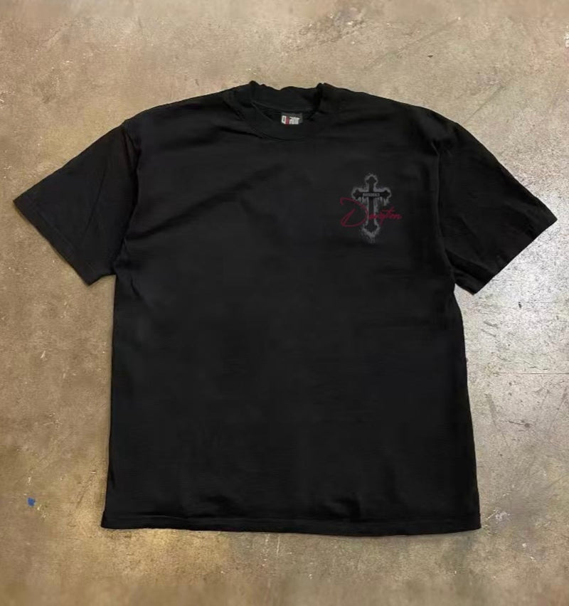 グランジクロスレタリングTシャツ ZA1065
