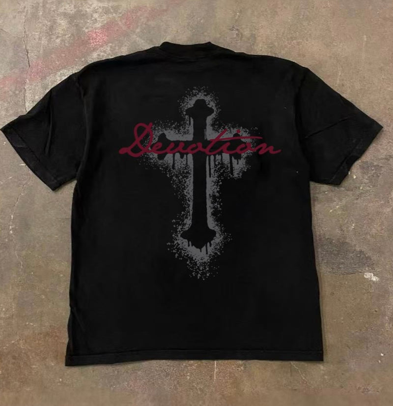 グランジクロスレタリングTシャツ ZA1065