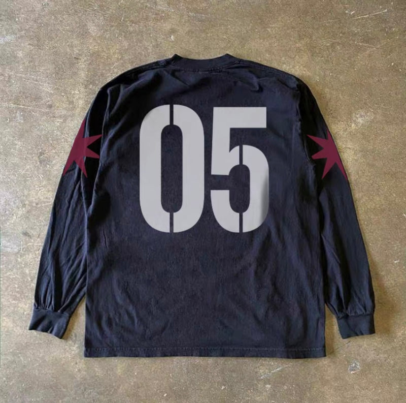 スカルアイアンクロスナンバリングロングスリーブTシャツ RY1945