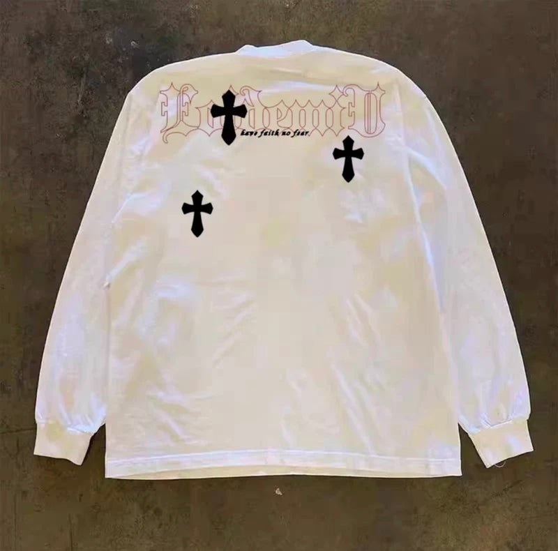 クロスオールドイングリッシュレタリングロングスリーブTシャツ RY1944