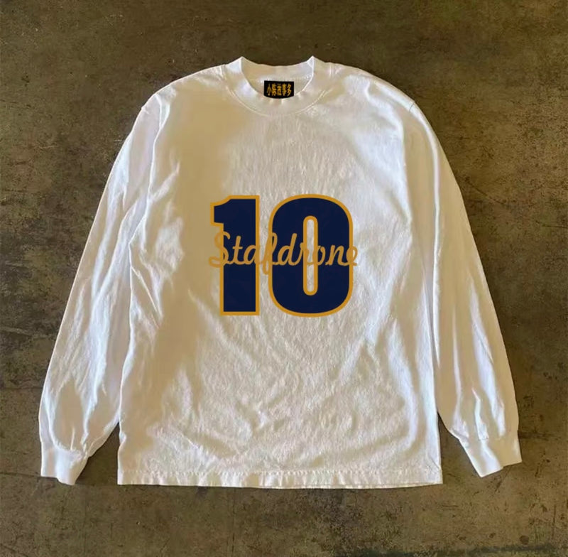 カレッジナンバー10バイカラーレタリングロンTシャツ ZA1932