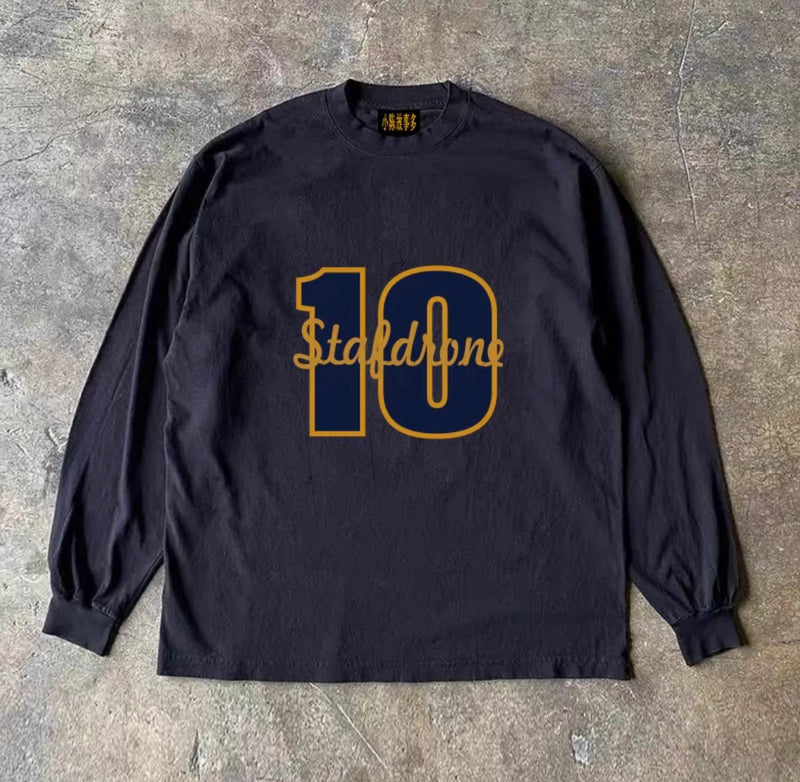 カレッジナンバー10バイカラーレタリングロンTシャツ ZA1932