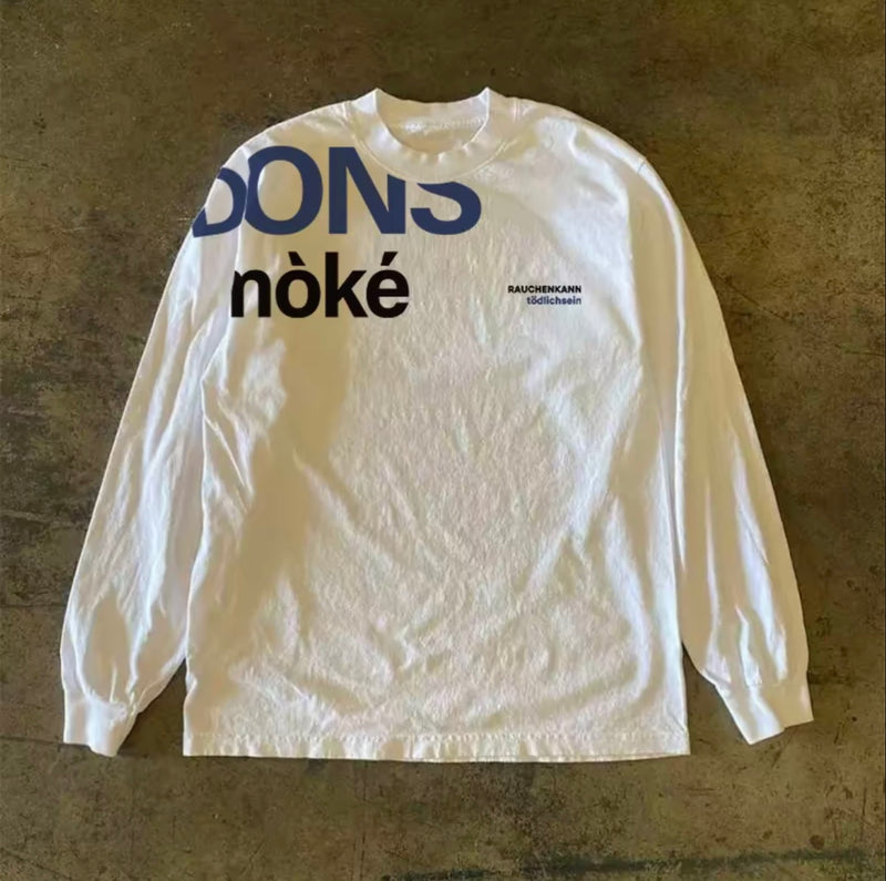 アシンメトリーショルダーレタリングロングスリーブTシャツ RY1825
