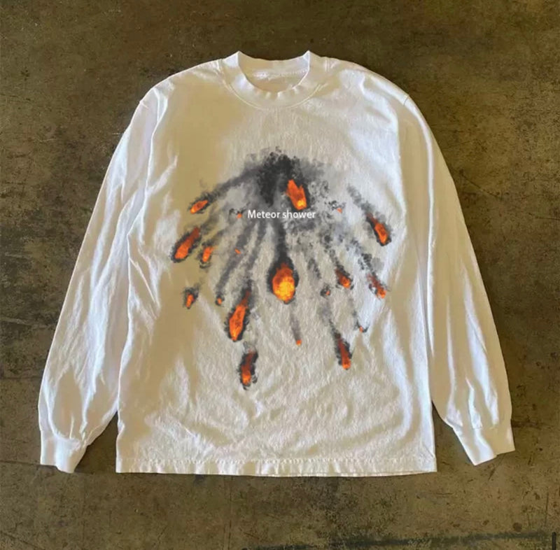 メテオファイヤープリントロングスリーブTシャツ RY1822