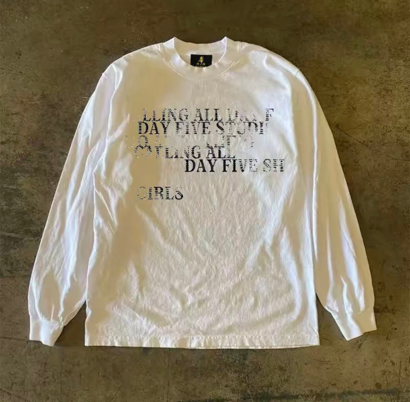 ディストレストタイポグラフィロングスリーブTシャツ RY1951