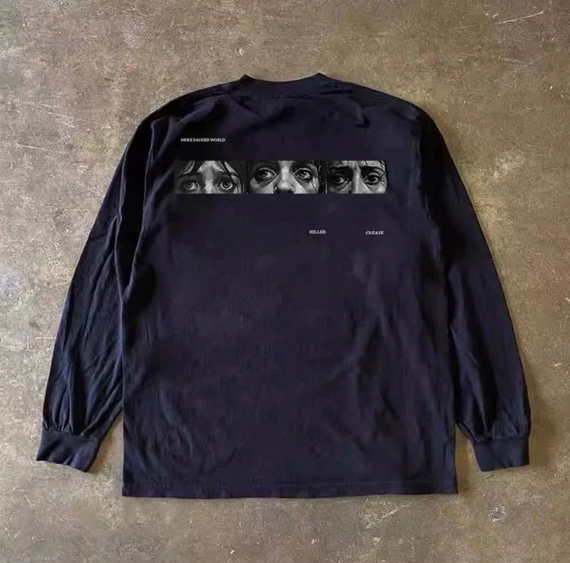 バックアイグラフィックロングスリーブTシャツ RY1895