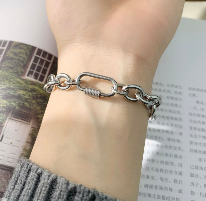 カラビナスクリューミックスチェーンブレスレット RY6045