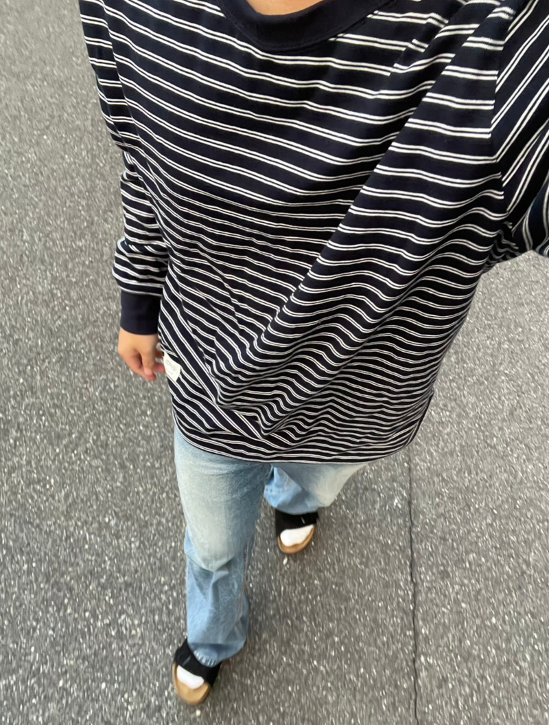 レトロボーダーロングTシャツ BU1027
